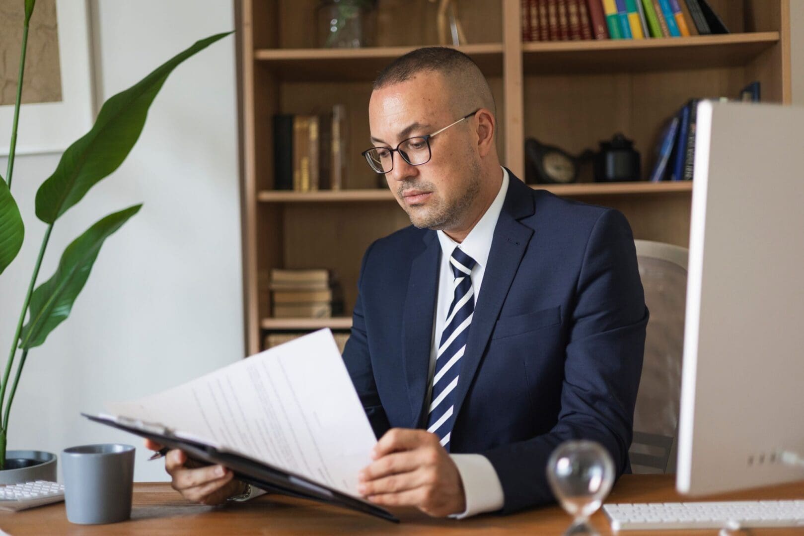 Businessman reviewing paperwork