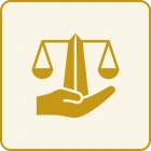 Justice scales in hand symbol